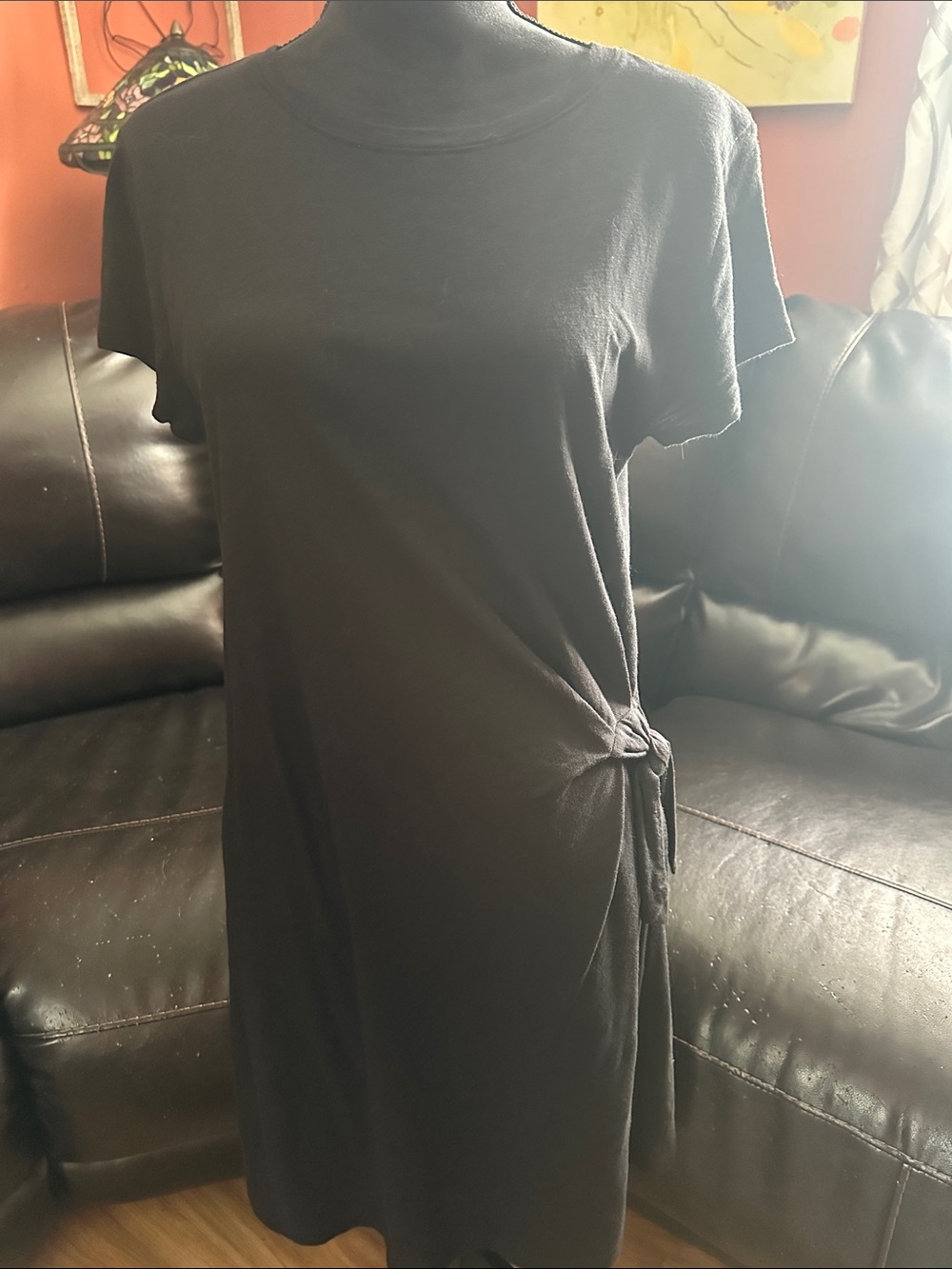 Sanctuary Black Side-Tie Short Sleeve Tunic Dress